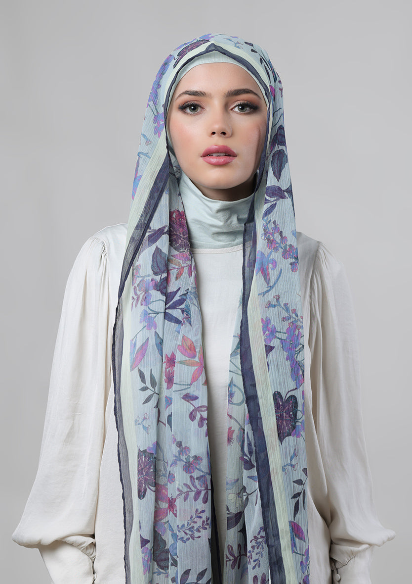 Wisdom Vine-Printed Crinkled Chiffon