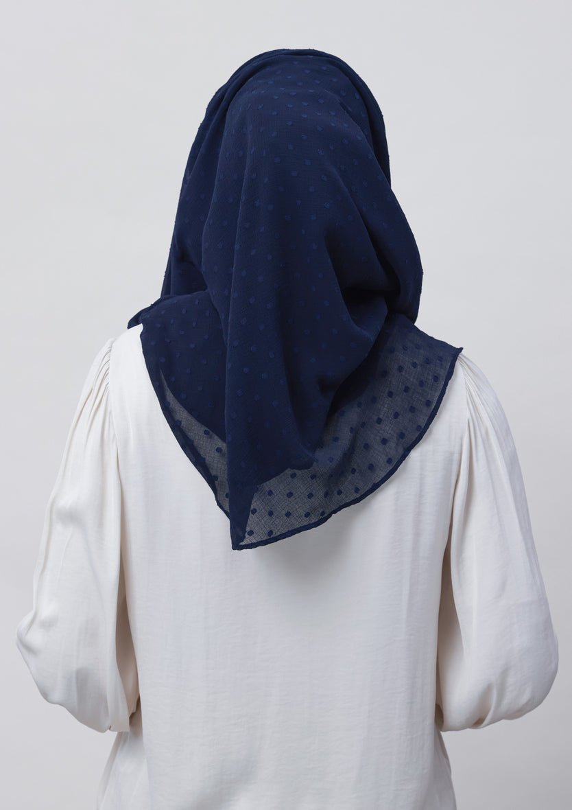 Captain Blue-Plain Mosaic Butti Chiffon - BOKITTA Hijab